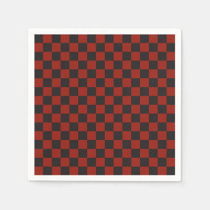 Black and Deep red checkerboard pattern Napkins