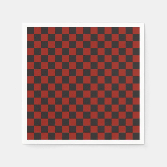 Black and Deep red checkerboard pattern Napkins (Front)