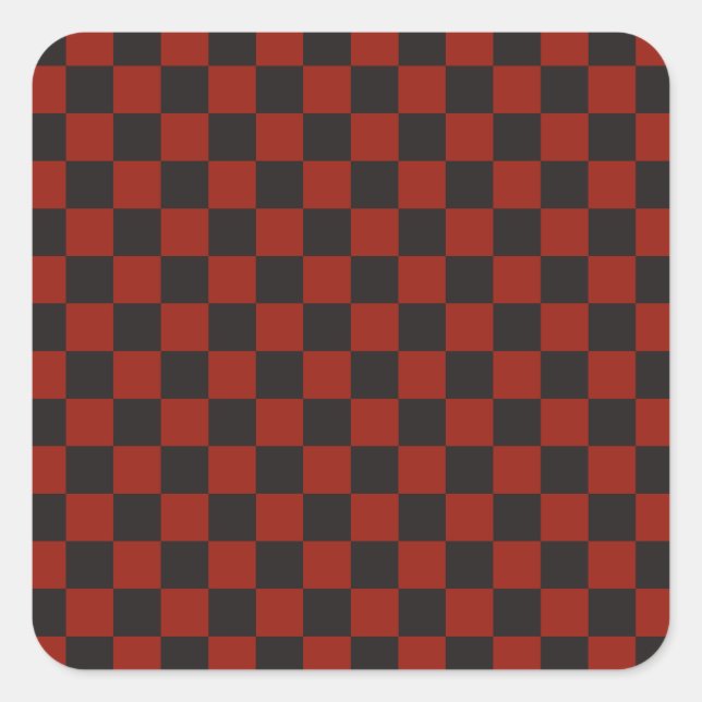 Black and Deep red checkerboard pattern Square Sticker (Front)