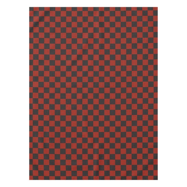 Black and Deep red checkerboard pattern Tablecloth (Front)