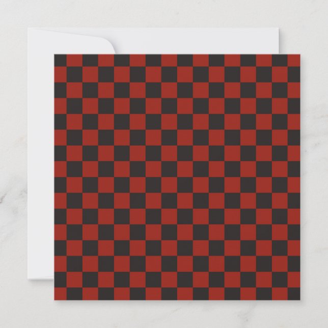 Black and Deep red checkerboard pattern Thank You Card (Front)