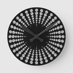 Black and diamond print round clock