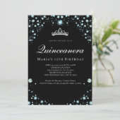 Black and Diamond Quinceanera Invitations (Standing Front)