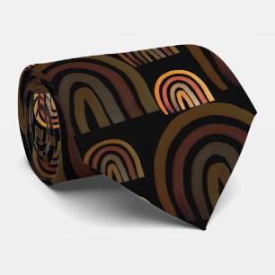 Black And Earthy Rainbow Watercolor Pattern Neck Tie