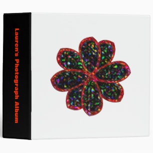 Black and ed Glitter Flower Custom Photo Album Binder