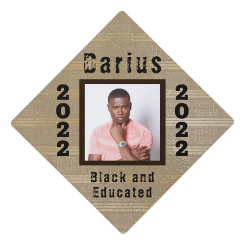 Black and Educated Man 2022 Graduation Photo Name  Graduation Cap Topper
