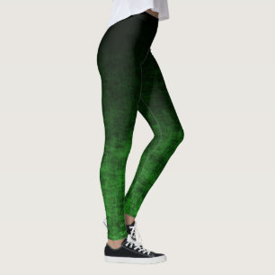 Black and Emerald Green Gradient Texture Leggings