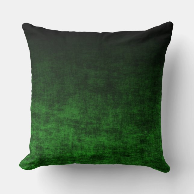 Black and Emerald Green Gradient Texture Throw Pillow (Front)