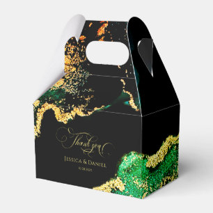 Black and Emerald Green Wedding Favor Boxes