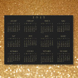 Black and Faux Gold 2025 Magnetic Calendar Card<br><div class="desc">Custom,  beautiful elegant script typography,  black and faux gold,  2025 full year,  home room office decor,  cool,  thin,  yearly calendar magnet,  for any magnetic surface at home or office. Makes a great custom gift for friends,  family,  peers,  co-workers,  for holidays,  christmas,  new years.</div>