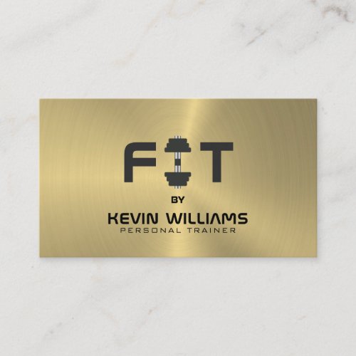 Black and faux gold background fitness trainer business card