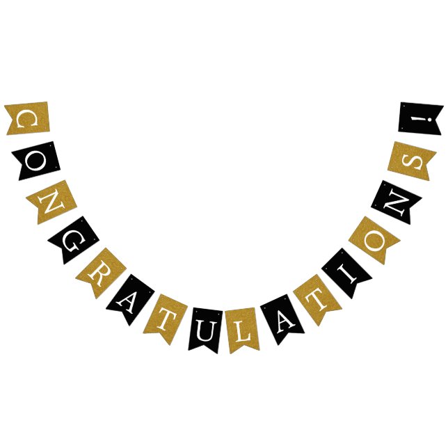 Black and Faux Gold Congratulations Banner (All)