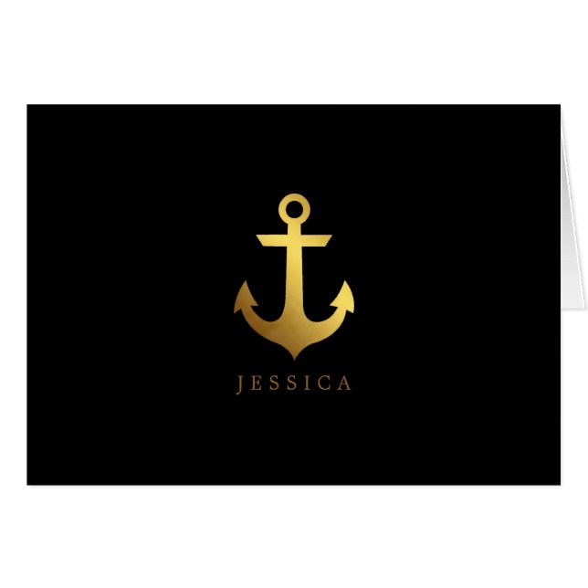 Black and Faux Gold Foil Anchor Cards (Front Horizontal)