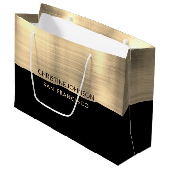 Black And Faux Gold Foil Large Gift Bag by amoredesign at Zazzle