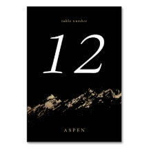 Black and Faux Gold Foil Mountains Table Card