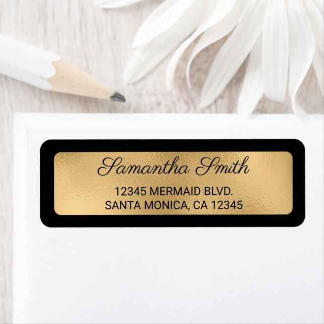 Black and Faux Gold Foil Overlay Label (Insitu)