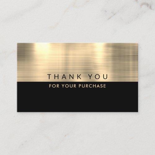 black and faux gold foil thank you card