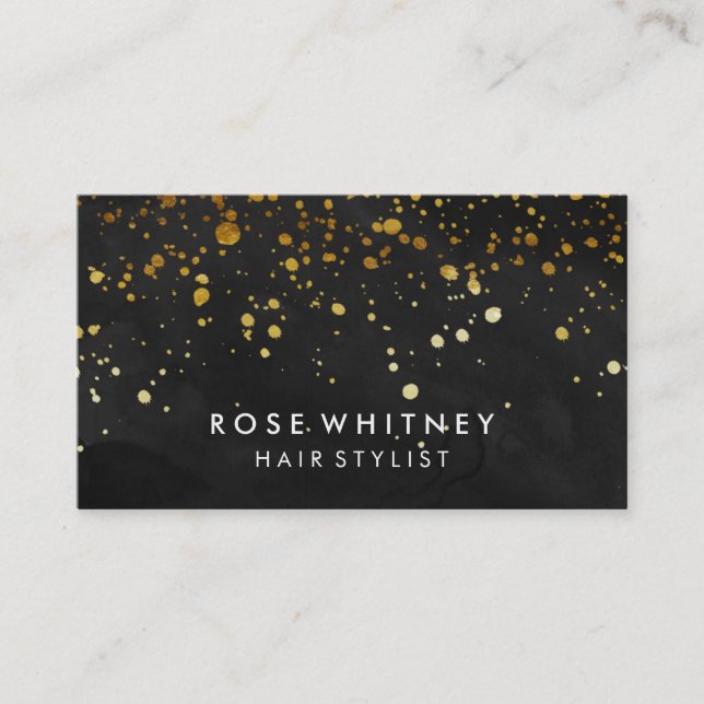 Black and Faux Gold Glitter Creative Business Card (Front)
