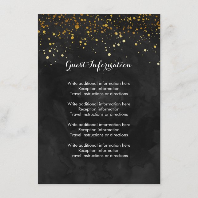 Black and Faux Gold Glitter Enclosure Card (Front)