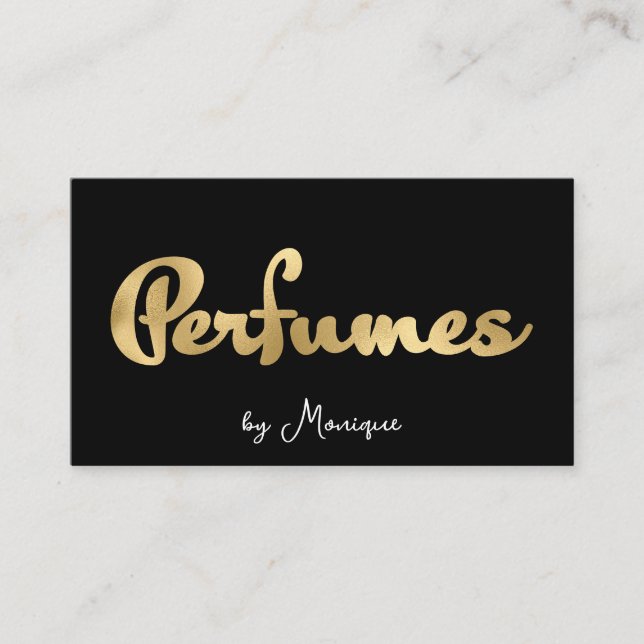 Black and Faux Gold Perfumes Business Card (Front)