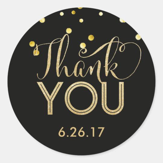 Black and Faux Gold Round Stickers