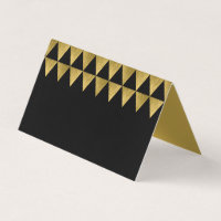 Black and Faux Gold Triangle Geometric Pattern Place Card