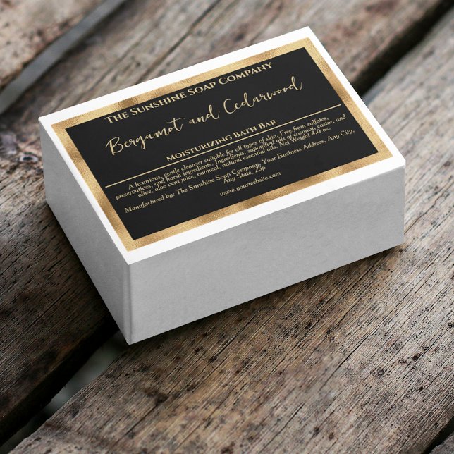 Black and faux gold waterproof soap box label (Creator Uploaded)