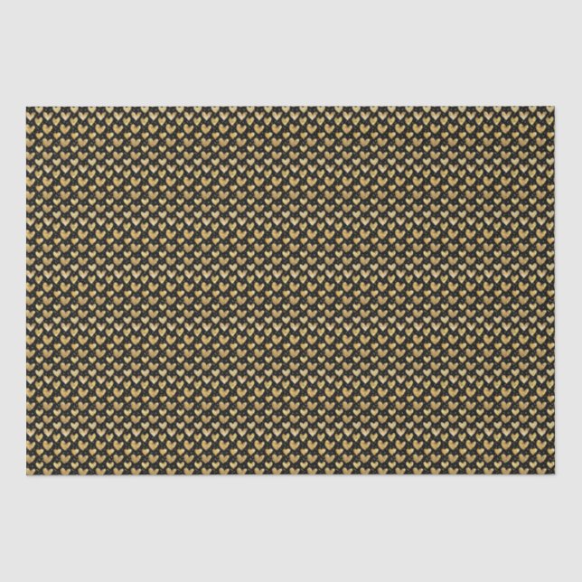 Black And Faux Golden Foil Hearts Mother's Day Tissue Paper (Front)