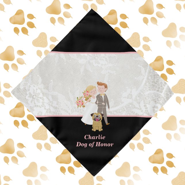 Black and Faux Lace "Dog of Honor" Bride Groom Bandana (Creator Uploaded)