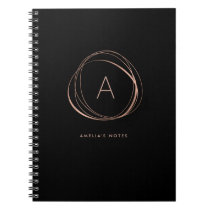 Black and Faux Rose Gold Monogram Notebook Black and Faux Rose Gold Monogram Notebook