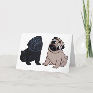 Black and Fawn Pug Puppies Greeting Cards