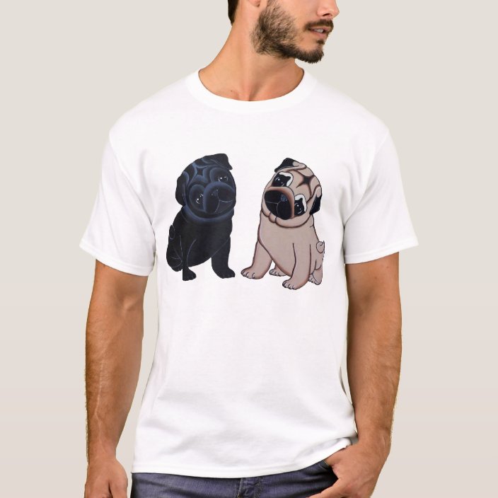 Black and Fawn Pug Puppies T-shirt | Zazzle.com