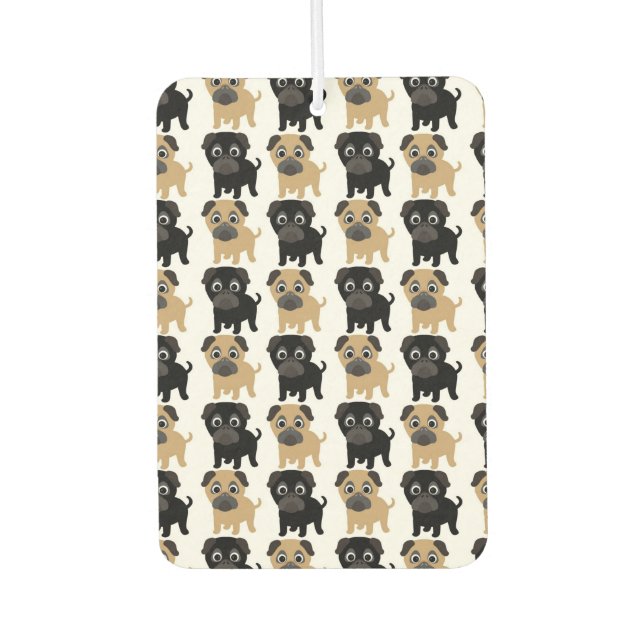 Black and Fawn Pugs Air Freshener (Front)