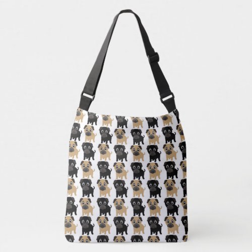 Black and Fawn Pugs Crossbody Bag