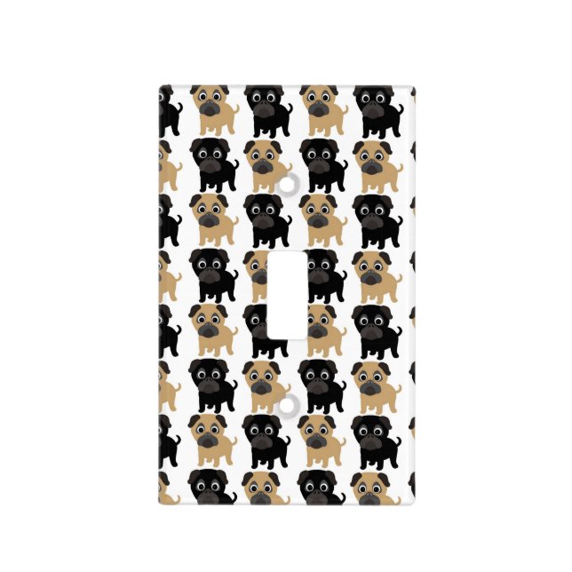 Black and Fawn Pugs Light Switch Cover (Front)