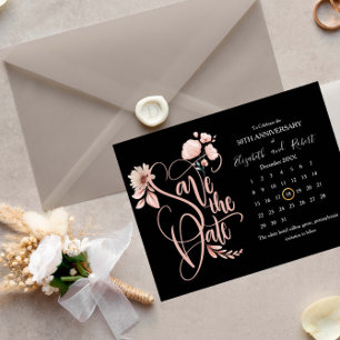 black and Floral 50th Anniversary Save The Date Announcement Postcard