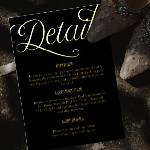 Black and Foil Minimal Wedding Details  Invitation