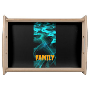 Black And fractal  Serving Tray