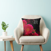 Black and Fuchsia Wild Rose Monogram Accent Pillow (Chair)