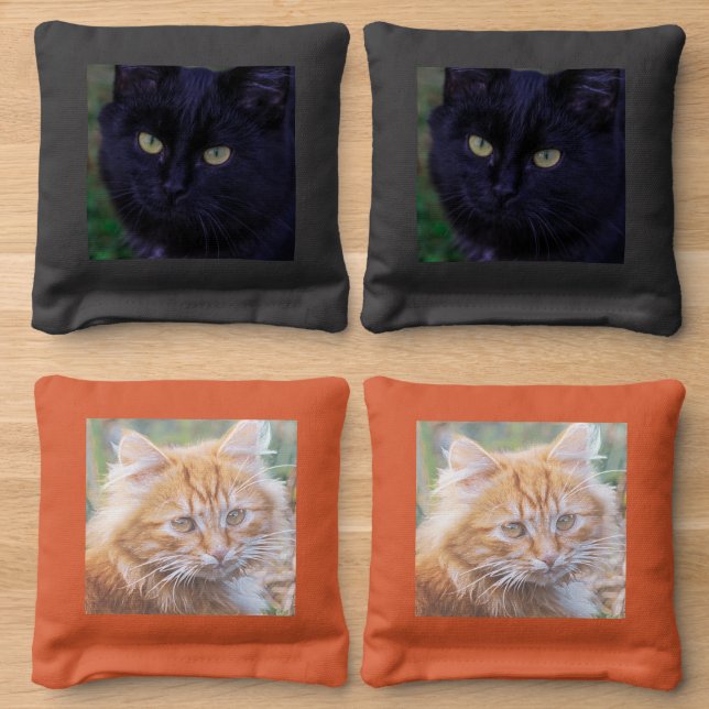 Black and Ginger Cats Kittens Cat Cornhole Bags (Wood)