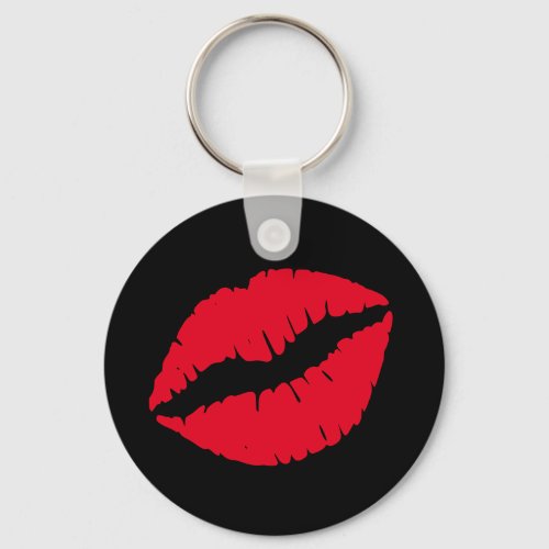 Black and Girly Red Lips Keychain