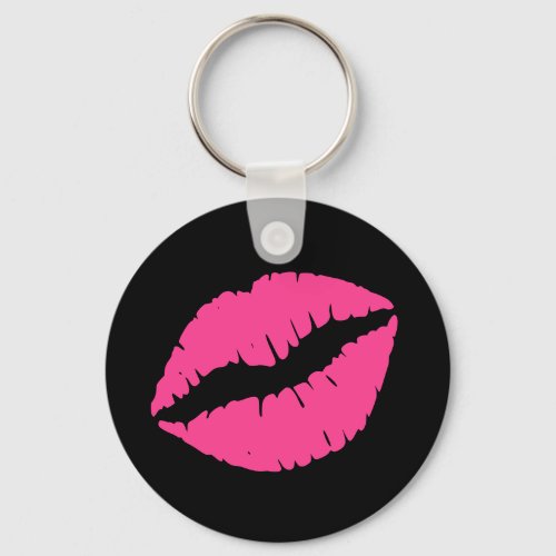 Black and Girly Rose Pink Lips Keychain