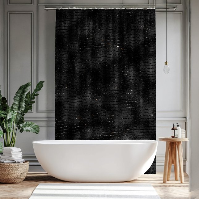 Black and glitter stripes pattern shower curtain (Creator Uploaded)