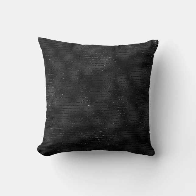 Black and glitter stripes pattern throw pillow (Front)