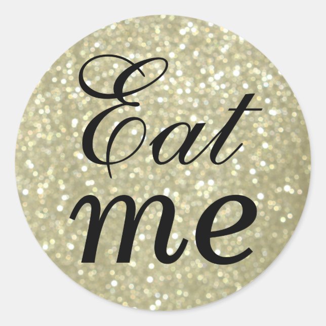 Black and Glittery Gold Eat Me Sticker (Front)