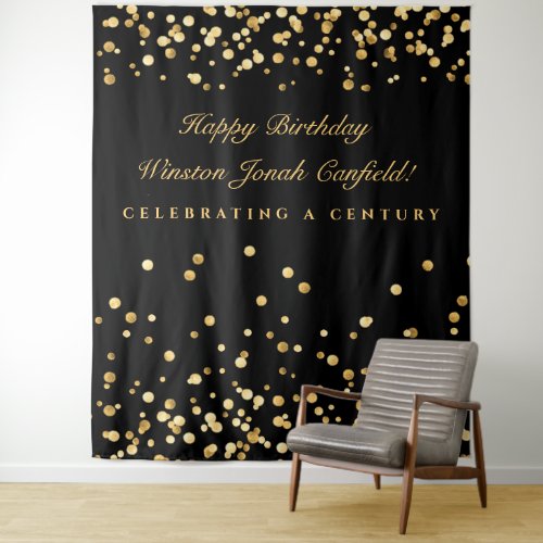 Black And Gold 100th Birthday Photobooth Backdrop