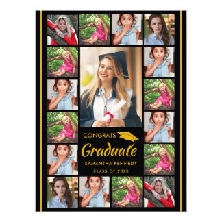 Black And Gold 17 Photo Collage Congrats Graduate Print