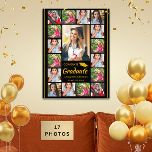 Black And Gold 17 Photo Collage Congrats Graduate Print