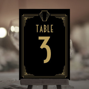 Black And Gold 1920s Art Deco Wedding Table Number