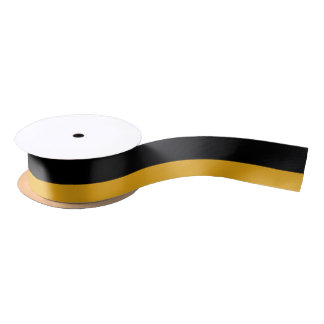 Black and Gold 1.5" Wide Satin Ribbon